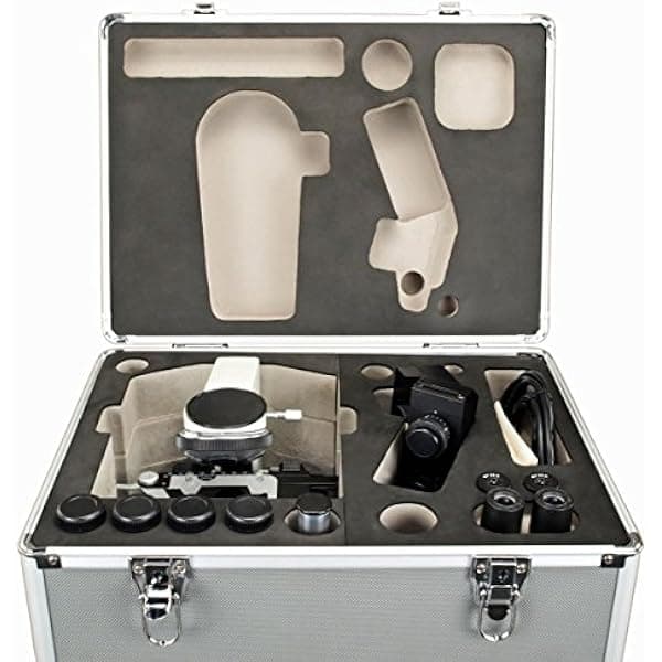 OMAX Microscopio reemplazable compuesto trinocular 40X-2000X LED con estuche de transporte de aluminio M837SL-A185A