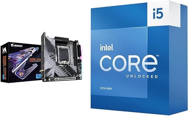 GIGABYTE B760I AORUS PRO (LGA 1700/ Intel/ B760/ Mini-ITX/ DDR5/ Dual M.2/ PCIe 4.0/ USB 3.2 Gen2X2 y procesador de escritorio Intel Core i5-13600K 14 (6 núcleos P + 8 núcleos E) con gráficos