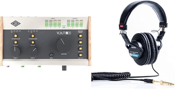 UA Volt 476 Interfaz de audio USB para grabación, podcasting y transmisión con software de audio esencial, incluidos $400 en complementos UAD y auriculares de diafragma profesional Sony MDR7506