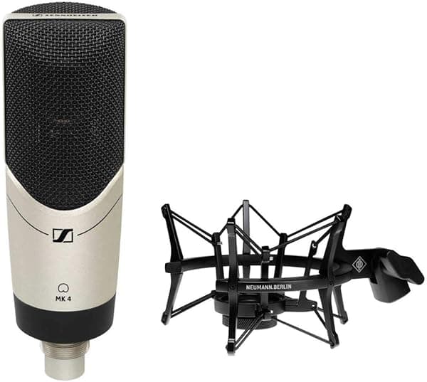 Sennheiser MK4 Micrófono de condensador de estudio de diafragma grande con suspensión elástica Neumann EA 4 Shockmount (negro) 504298