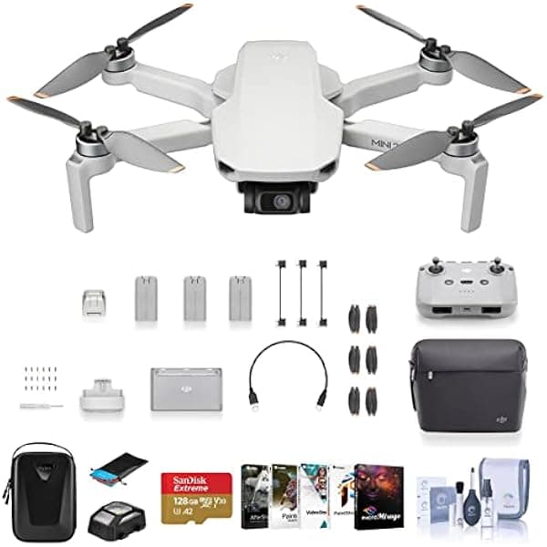 DJI Mini 2 SE Drone Fly More Combo Bundle con tarjeta microSD de 128 GB, estuche de transporte, kit de software Corel PC, luz anticolisión, plataforma de aterrizaje, kit de limpieza Mini 2 Se w/Fly More Kit