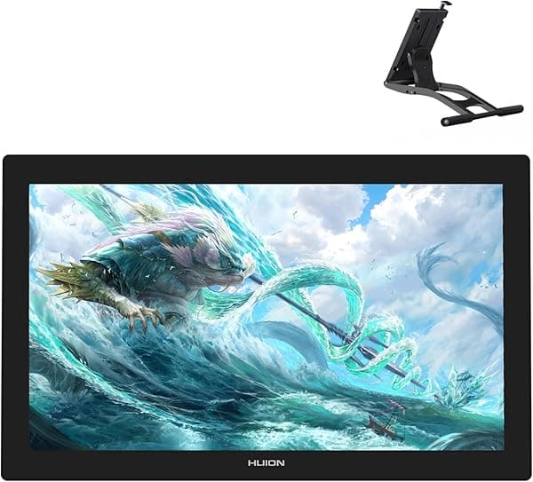 HUION Kamvas Pro 24 4K UHD - Tableta de dibujo gráfico y soporte ajustable ST100A