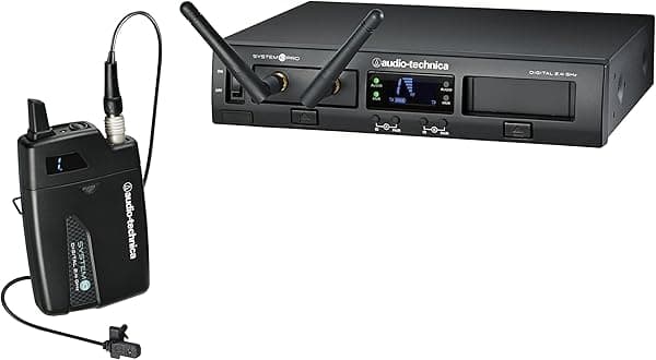 Audio-Technica ATW-RC13 Rack-mount receiver chassis, ATW-RU13 receiver unit and ATW-T1001 UniPak transmitter with MT830cW lavalier microphone. ATW-1301/L