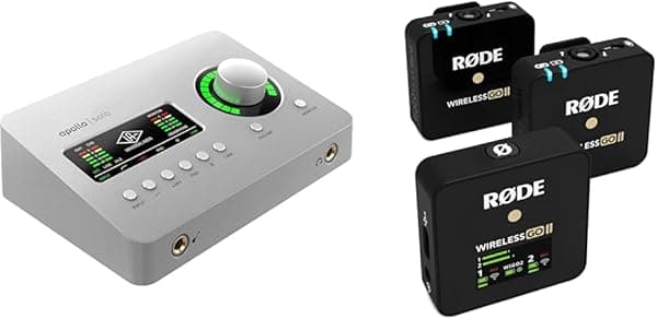 Universal Audio Apollo Solo Heritage Edition, APLS-HE y RØDE Wireless Go II Sistema inalámbrico de doble canal con micrófonos integrados
