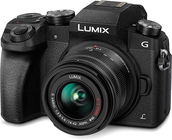Panasonic LUMIX DMC-G7KK DSLM Cámara 4K sin espejo, kit de lentes de 0.551-1.654 in (negro)