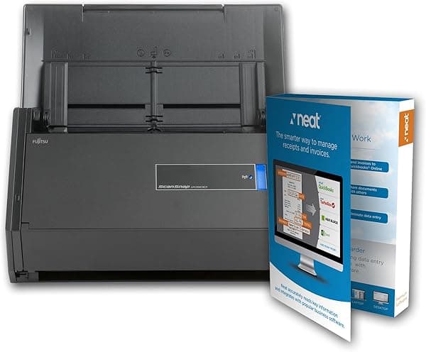 Fujitsu Escáner de documentos ScanSnap iX500 alimentado con licencia premium ordenada de 1 año CG01000-289601
