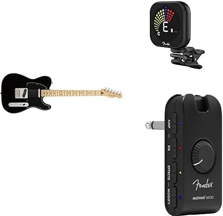 Fender Player Telecaster SS - Guitarra eléctrica SS, diapasón de arce + micro amplificador Mustang + sintonizador recargable Flash 2.0