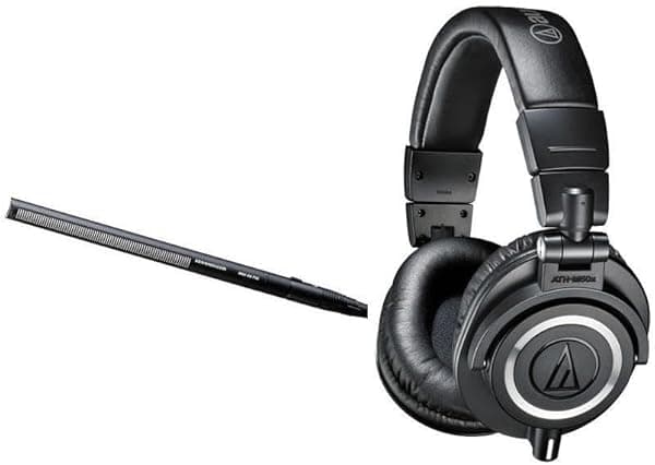 Sennheiser MKH-416 Micrófono de tubo de interferencia corto con auriculares M50x Pro Monitor MKH416-P48 G
