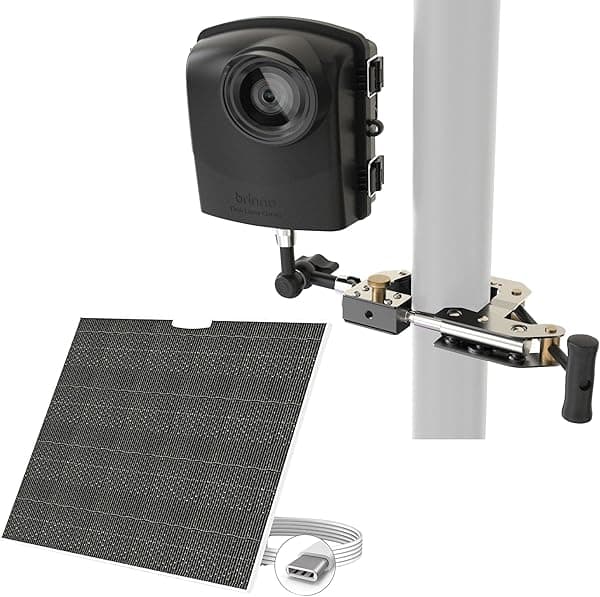 Brinno Paquete de cámara de construcción y panel solar BCC2000 Plus + ASP1000-P | Incluye: cámara time-lapse Full HD TLC2000, extensor de 32 pies para computadora portátil/tableta