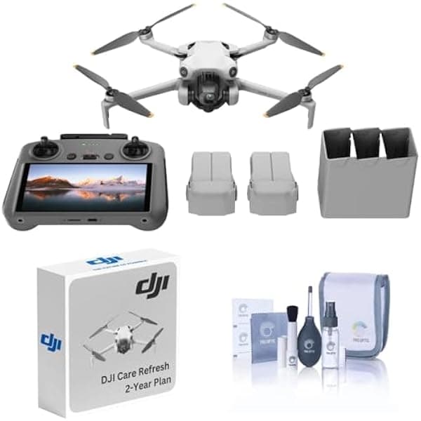 DJI Mini 4 Pro Drone Fly More Combo Plus, paquete con plan de 2 años DJI Care Refresh, DJI Mini 4 Pro Drone plegable con kit completo de cuidado y limpieza de óptica