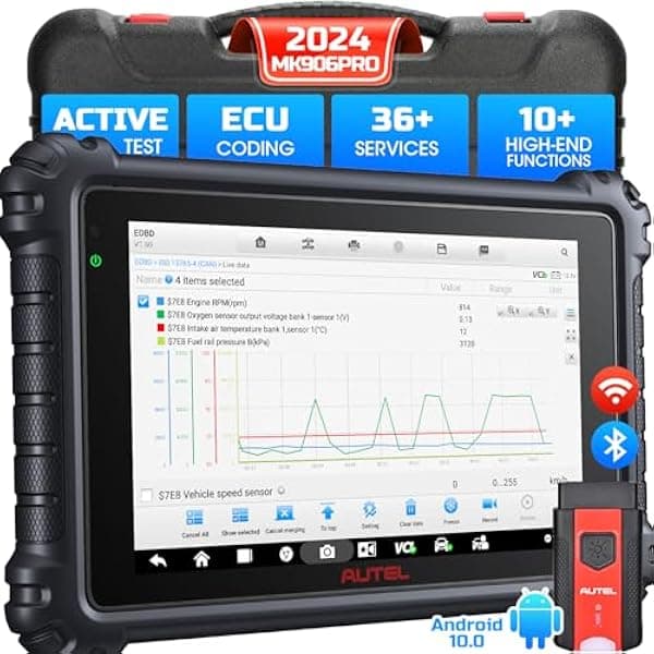 Autel Escáner MaxiCOM MK906 Pro: 2024 Android 10 Actualización de MS906 PRO, codificación avanzada de ECU 36+ servicios, 3000+ bidireccional, escaneo automático 2.0 actualización de MK908S MS906BT 2023 MK906 Pro