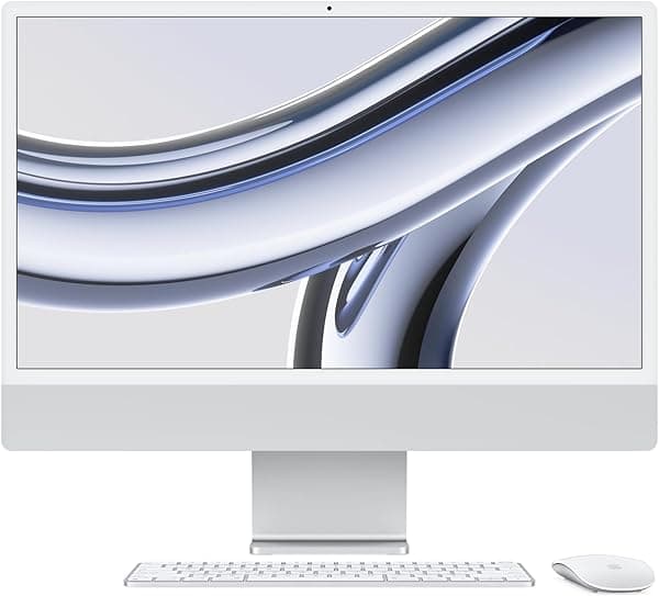 Apple Computadora de escritorio todo en uno iMac 2023 con chip M3: CPU de 8 núcleos, GPU de 10 núcleos, pantalla Retina de 24 pulgadas, memoria unificada de 8 GB, almacenamiento SSD de 256 GB MQRJ3LL/A
