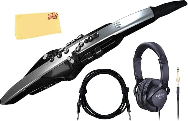 Roland Paquete de saxofón digital AE-30 Aerophone Pro con auriculares, cable de instrumentos y paño de pulido de Austin Bazaar