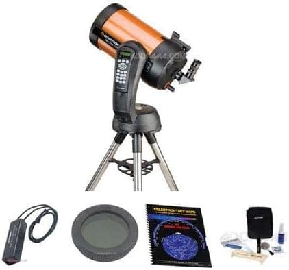 Celestron NexStar 8 SE Schmidt-Cassegrain - Telescopio computarizado, paquete con luz de flash de visión nocturna, libro de mapas del cielo, filtro lunar de 1.25 pulgadas, kit de limpieza NexStar SE