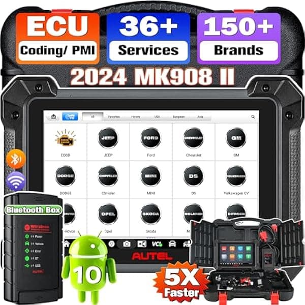 Autel MaxiCOM MK908 II Android 10 AutoScan 2.0: 2024 Escáner bidireccional PMI avanzado de codificación/adaptación de ECU, actualización de MK908 MaxiSYS MS906 PRO MS906BT 36+ Servicio