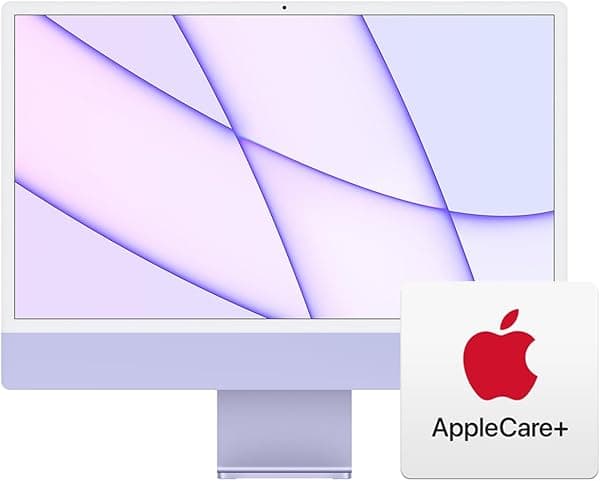 Apple Computadora de escritorio todo en uno iMac 2023 con chip M3: CPU de 8 núcleos, GPU de 10 núcleos, pantalla Retina de 24 pulgadas, almacenamiento SSD de 256 GB. Funciona con iPhone/iPad; morado