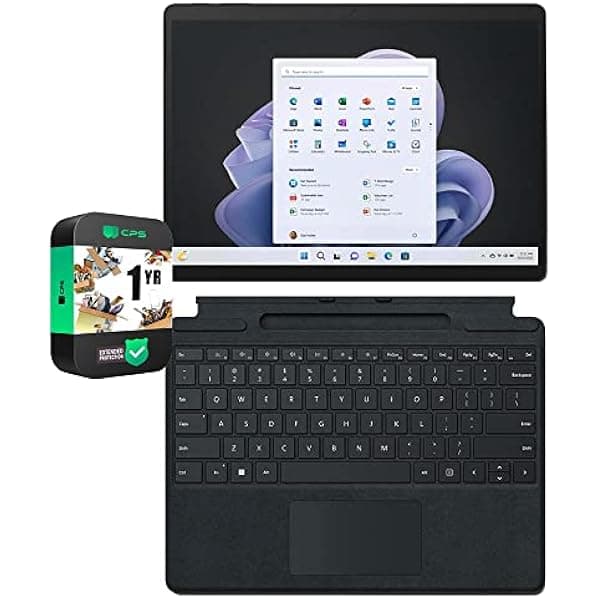 Microsoft QIL-00018 Surface Pro 9 Tableta táctil de 13 pulgadas, Intel i7, 16 GB/256 GB, teclado mecánico Signature de Graphite Bundle Surface Pro, negro y paquete de protección mejorada CPS de 1 año E90MSQIL00018