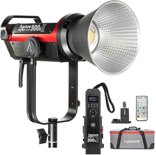 Aputure LS 300D II Light Storm COB Luz de video, CRI96+ TLCI96+ 55000lux@0.5M 5500K, control de aplicación Sidus Link, control de 2.4G 328.1 ft, 8 efectos de iluminación (montaje en V) C300d iiビデオライト