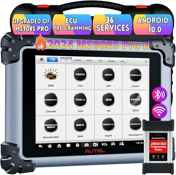 Autel MaxiSys MS908S Pro II - Herramienta de Diagnóstico Automotriz 2024, Programación ECU, 38+ Servicios, Pruebas Activas, FCA, MV108S/BT506