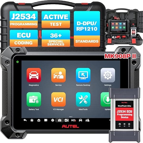 Autel MaxiCOM MK908 Pro II: Escáner de diagnóstico con codificación y programación J2534 ECU 2024, actualizado de MaxiSys MS908S Pro MSElite, misma programación que MS Ultra MS919 MS909, 38+ servicios Autel MaxiSys Pro MK908P
