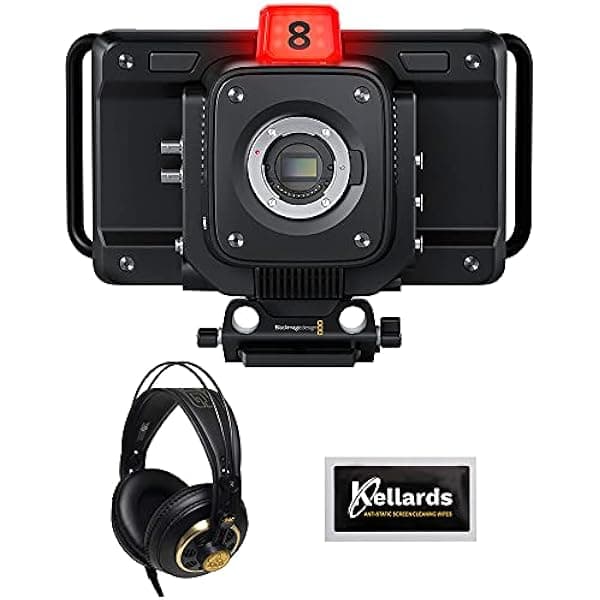 Blackmagic Design Studio Camera 4K Pro Bundle con auriculares AKG K240 Studio Pro y toallitas de limpieza de pantalla CINSTUDMFT/G24PDF