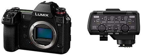 Panasonic LUMIX S1 - Cámara sin espejo full frame con sensor de alta resolución MOS de 24.2 MP, compatible con lente de montura L y adaptador de micrófono de audio XLR profesional con 2 terminales XLR
