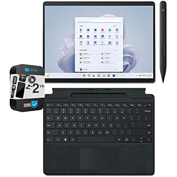 Microsoft QLP-00001 Surface Pro 9 Tableta táctil de 13 pulgadas, Intel i7, 32 GB/1 TB, teclado Platinum Bundle Surface Pro, Surface Slim Pen 2 y 2 años CPS Paquete de protección mejorada E91MSQLP00001