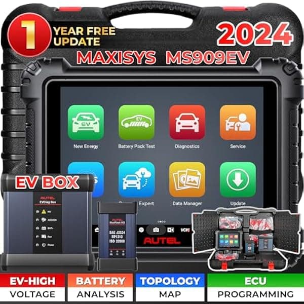 Autel Escáner inteligente MaxiSYS MS909EV: 2024 Igual que Ultra EV con kit EVDiag, sistema de alto voltaje y análisis de batería, mapa de topología, programación, servicio 40, actualizado de Elite II 919-LYH