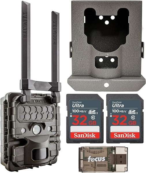 RECONYX HyperFire2 Cellular Verizon Bundle con caja de seguridad, tarjeta SD de 32 GB (paquete de 2) y lector de tarjetas (5 artículos) HF2XCV_K1