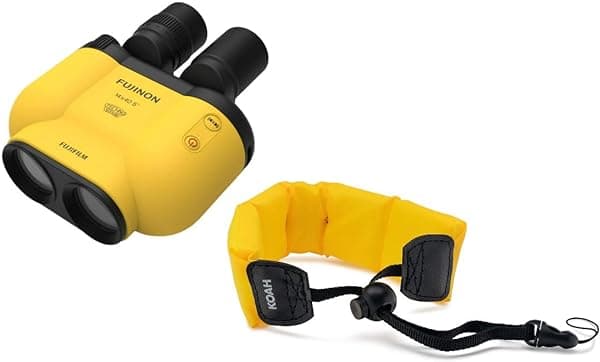 Fujifilm TS-X 1440 Techno Stabi Binoculares con Softcase con Sensor Gyro Electrónico (Amarillo) Paquete con Correa Flotante Impermeable para Cámara (Amarillo) (2 Artículos) 16804707-K1