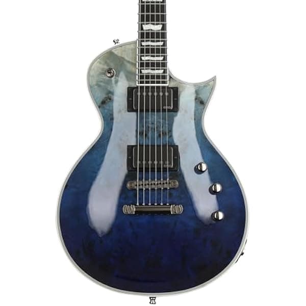 ESP E-II Eclipse Guitarra Eléctrica 6 Cuerdas Blue Natural Fade Diestra Buckeye Burl EMG 57TW/66TW Gotoh 24.75" Set-Thru con Estuche (EIIECBMBLUNFD)