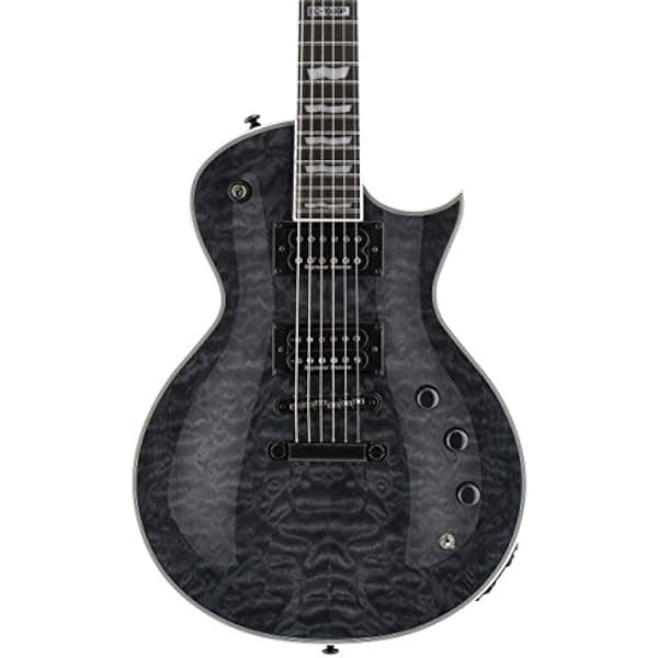 ESP LTD EC-1000 - Guitarra eléctrica piezoeléctrica, color negro transparente LEC1000PIEZOQMSTBLK