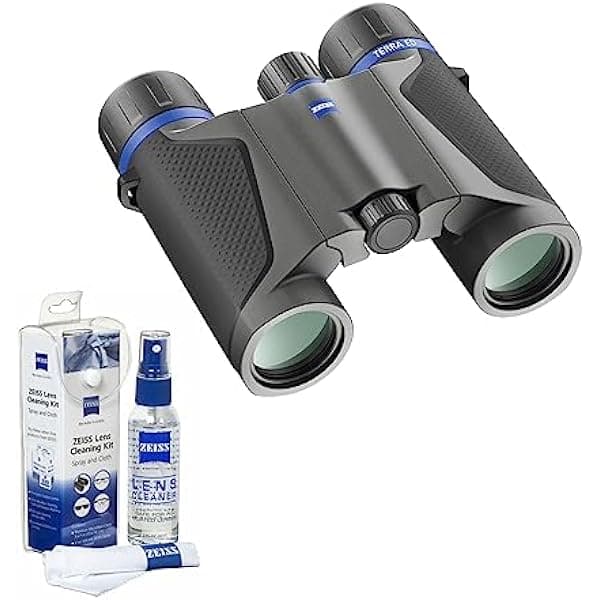 Zeiss Terra ED - Binoculares de bolsillo de 10 x 25 pulgadas (negro) con spray Zeiss y kit de cuidado de lentes de microfibra (2 artículos) 522503-9901