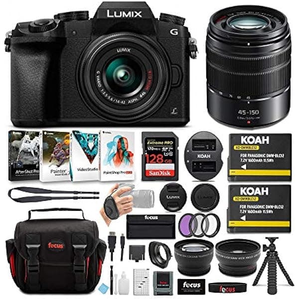 Panasonic LUMIX G7 Cámara sin espejo (negro) con lente y paquete de accesorios DMC-G7KK