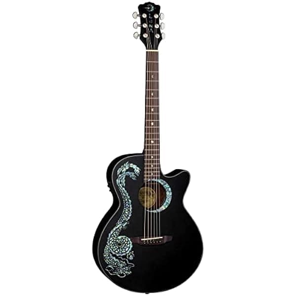 Luna Guitars Fauna Dragon Guitarra Electroacústica Clásica - Negra FAU DRA BLK
