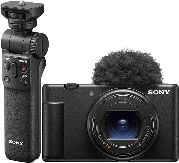 Sony ZV-1 II Cámara de Vlog 4K Pantalla Abatible Compacta y Portátil Zoom Óptico Autofocus Rápido Conexión Wi-Fi + Kit Bluetooth trípode GPVPT2BT_K7