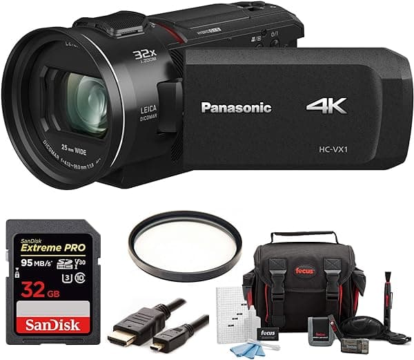 Panasonic Videocámara HC-VX1 4K con lente Leica 24X y paquete de accesorios HC-VX1K_K1
