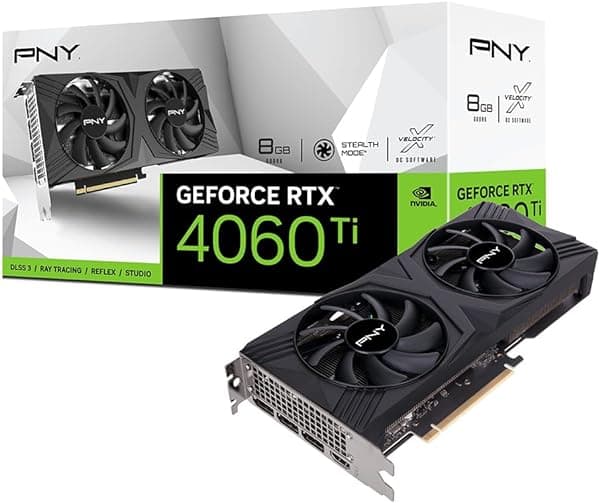 PNY Tarjeta gráfica GeForce RTX 4060 Ti 8GB Verto Dual Fan DLSS 3 VCG4060T8DFXPB1