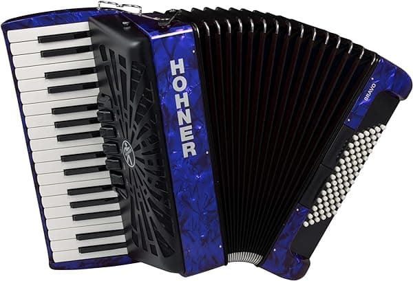Hohner Bravo III 72 - Acordeón Piano Cromático Azul de Alta Calidad BR72BLUE
