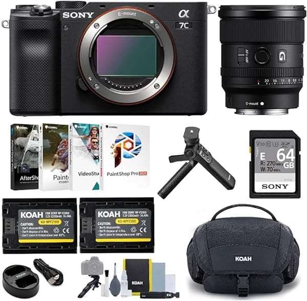 Sony Alpha a7C Camara Mirrorless Full Frame Compacta 24.2MP 4K + Lente FE 20mm f/1.8 G (Negro, Kit 6 Items) ILCE7CB_K1