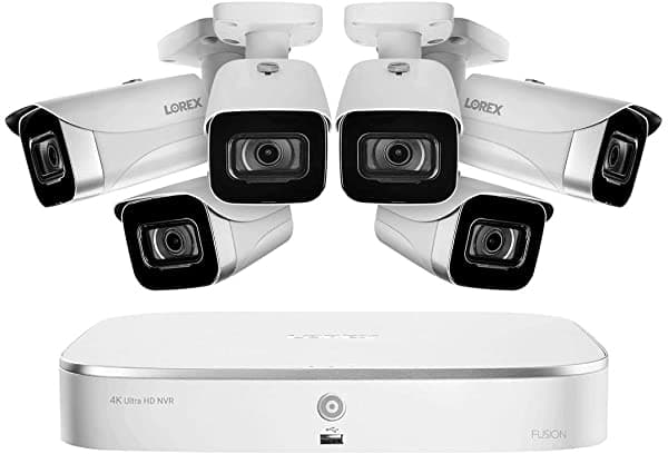 Lorex Fusion 4K 16 canales (8 con cable + 8 Wi-Fi) Sistema NVR de 2 TB con 6 cámaras Bullet N4K2-86WB-3