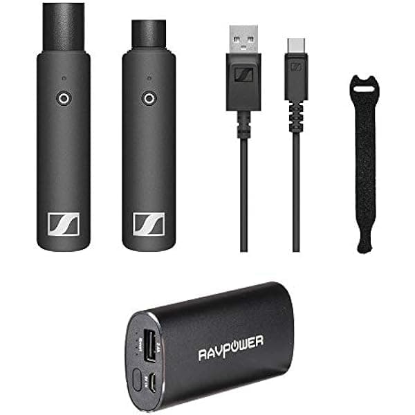 Sennheiser XSW-D XLR Base Set Sistema de Micrófono Inalámbrico con Cargador RAVPower Luster 6700mAh & Pack de 10 Correas de Sujeción en Paquete