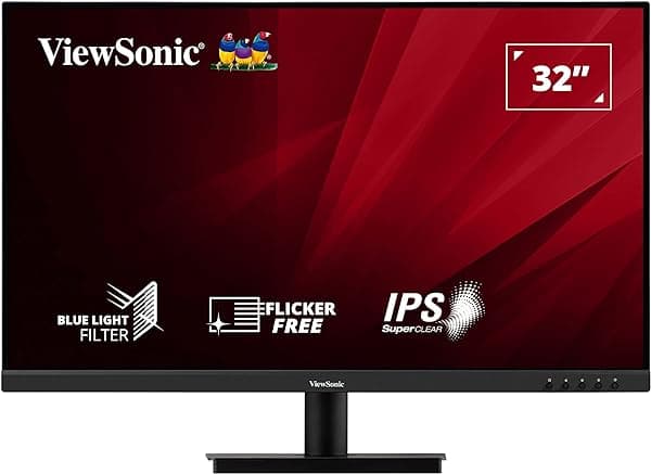 ViewSonic VA3209-2K-MHD Monitor 31.5" QHD 2560x1440 IPS 75Hz 4ms Adaptive Sync HDR10 sin bordes en 3 lados, HDMI/DisplayPort, parlantes 2x2.5W, Negro