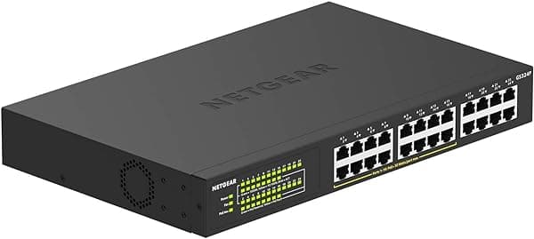 NETGEAR GS324P - Switch Ethernet Gigabit No Administrable de 24 Puertos PoE+ con 16 x PoE+ @ 190W, para Escritorio o Montaje en Rack GS324P-100NAS