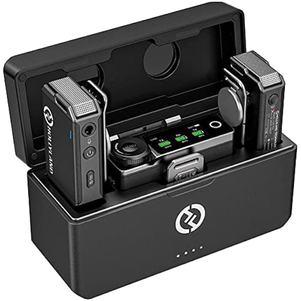 HollyView Hollyland Lark Max Sistema de Micrófono Inalámbrico de Solapa con ENC Profesional, Audio de Calidad de Estudio, Duración de 22H, Alcance de 820ft (250m), Compatible con Cámaras DSLR, iPhone, Android, PC - Negro 6902
