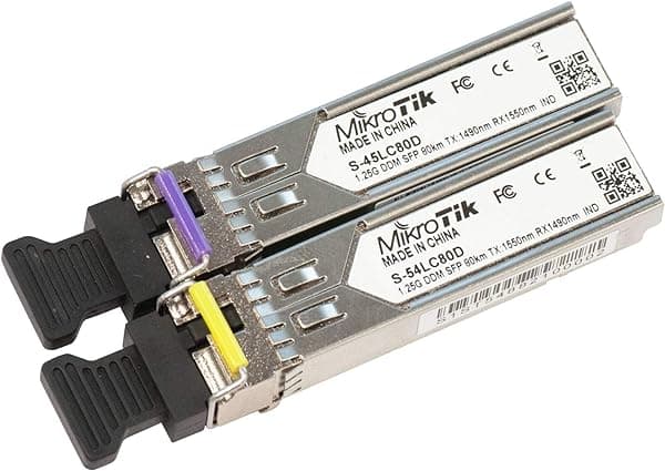 MikroTik S-4554LC80D Par de transceptores de fibra óptica 80km 1550nm y 1310nm 8541549617