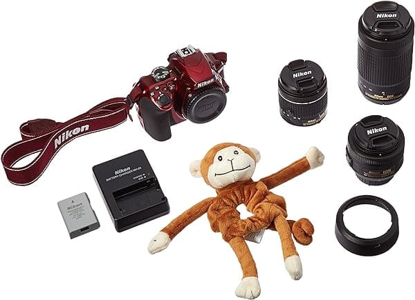 Nikon D3400 Kit Ultimate para Padres con Triple Lente de 24.2 MP, Pantalla de 3.0", Rojo 13525