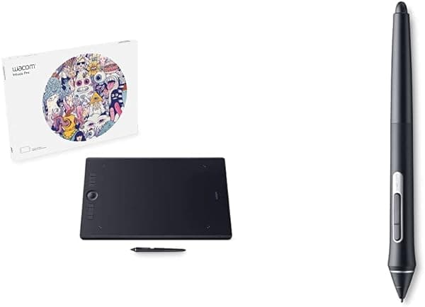 Wacom Intuos Pro Large Tableta Gráfica Bluetooth de Dibujo, 8 Teclas ExpressKeys Personalizables, Lápiz Pro Pen 2 Sensible a la Presión de 8192 Niveles Incluido, Compatible con Mac OS y Windows & KP504E Pro Pen 2 con Funda, negro PTH660