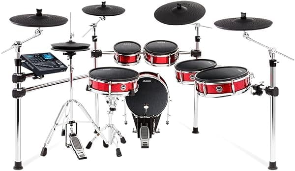 Alesis Strike Pro Kit, Batería Electrónica Profesional, Acabado en Rojo Brillante