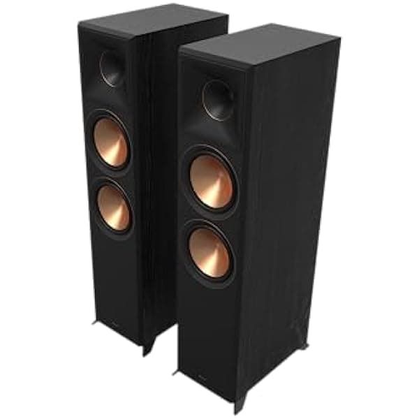Klipsch Reference Premiere RP-8000F II Par de Parlantes de Piso 2.0 con Bocina Hybrid Tractrix de Mayor Ángulo de 90° x 90°, Woofers de Cerametálico de 8” para Sonido de Home Theater Premium en Color Ébano RP80F2EPR